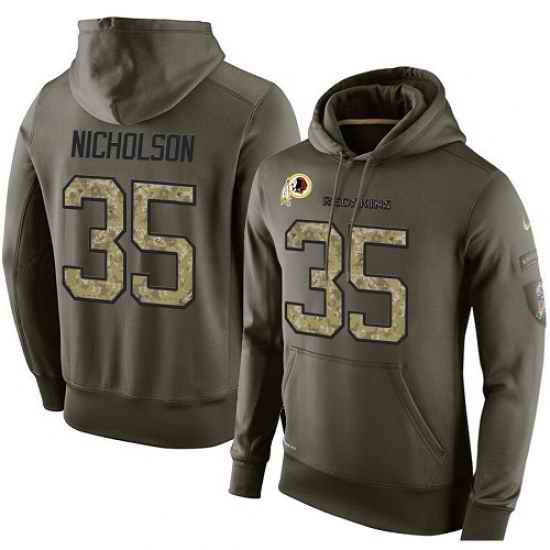 NFL Nike Washington Redskins 35 Montae Nicholson Green Salute To Service Mens Pullover Hoodie